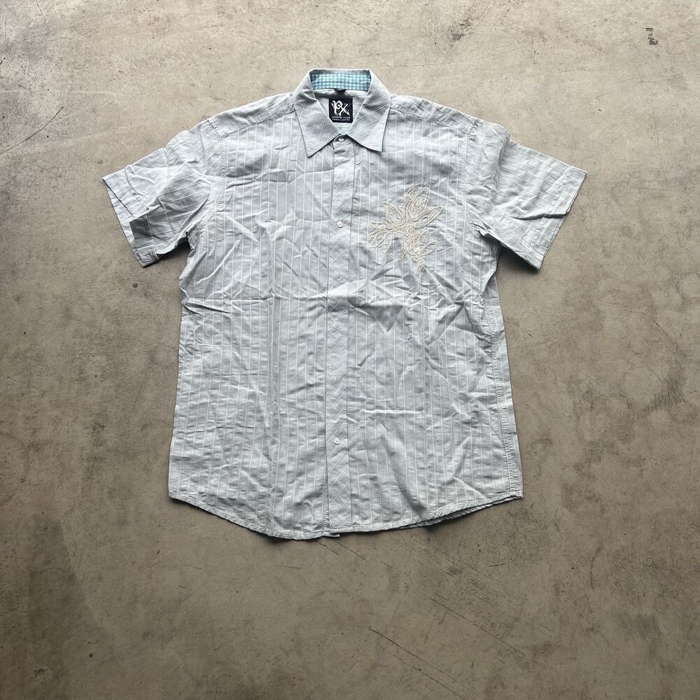 Custom Rags Shirt Mens L Button Up Size Short sleeve y2k punk grunge